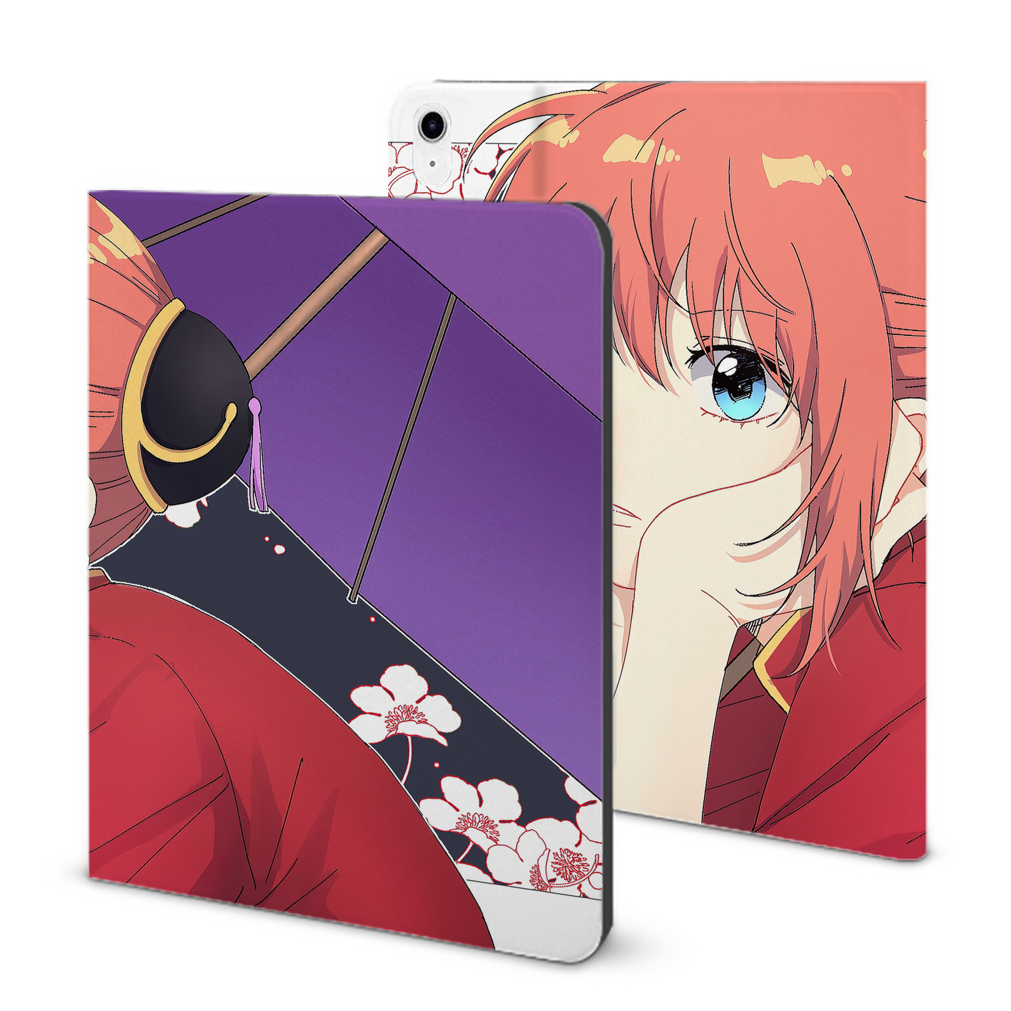 （画像用） ぎんたま 坂田銀時（さかたぎんとき） 神楽 志村新八（しむら しんぱち） GINTAMA Sakata Gintoki Kagura Shimura Shinpachi IPad ケース ブック型 PUレザー TPU 耐衝撃 軽量 薄型 ペン収納なし 全面保護 IPad 各モデル対応
